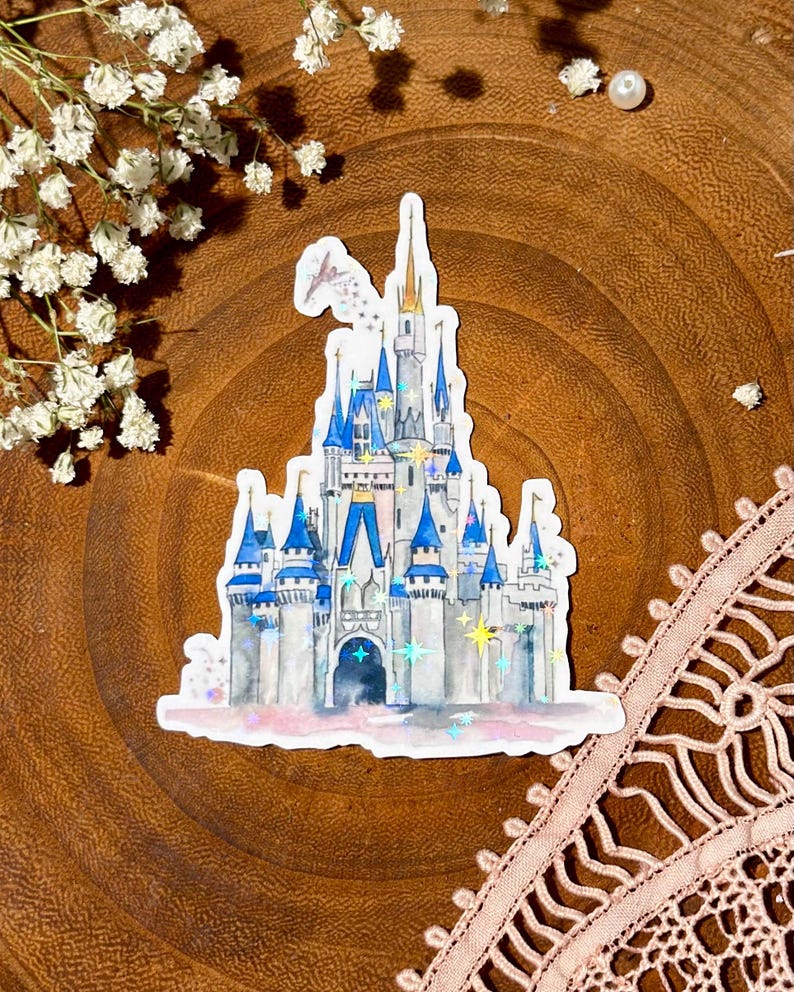 Enchanted Castle Holographic Vinyl Decal | Disney-Inspired Planner & Laptop Sticker image 1