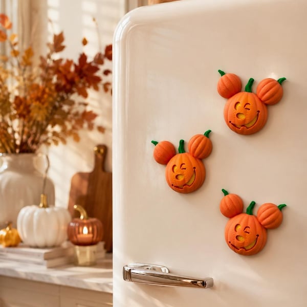 Mickey Pumpkin 3D Magnet | Halloween Disney Inspired Fridge Magnet | Pumpkin Door Decor | Fall Cruise Magnet | Cute Halloween Gift