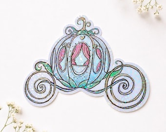 Holographic Fairytale Carriage Sticker Vinyl Decal Planner Journal Laptop Water Bottle Disney Inspired
