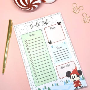 Magiczny notatnik z listą zadań Myszki Miki | Planer inspirowany Disneyem | Świąteczne artykuły papiernicze (5x8”, 50 stron)