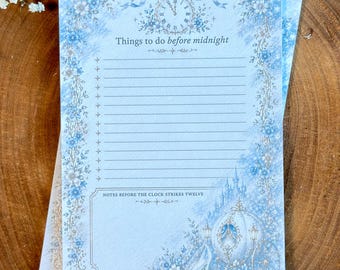 Bloc de notas inspirado en Cenicienta / Bloc de notas planificador de lista de tareas diarias de 5x8