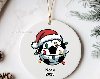 Personalized Soccer Ornament, Custom Christmas Gift for Kids