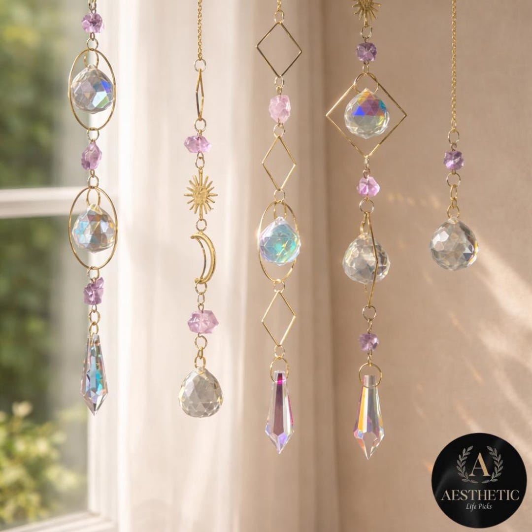 Crystal Suncatcher | Rainbow Prism Wind Chime, Boho Window Decor - Etsy