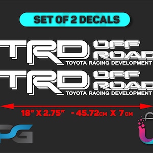 2x TRD 18&quot; Vinyl Decals – Side Panel, Door Bottom & Truck Graphics – Available in 7 Colors