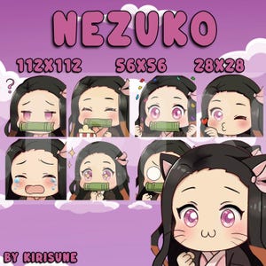 Nezuko Emotes Twitch | 8x Emotes | Demon Slayer | Kimetsu no Yaiba Emote | Anime | Cute Twitch Emotes