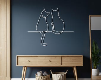 Minimalist Cat Wall Art, Metal Cat Wall Decor, Modern Cat Line Art, Cat Lover Gift, Abstract Cat Decor, Pet Wall Art, Cat Home Decor