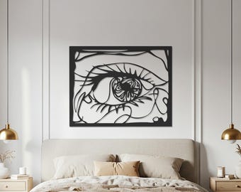 Eye Themed Abstract Metal Wall Art, Modern Minimalist Line Art Eye Design, Unique Geometric Wall Sculpture for Contemporary Home Decor