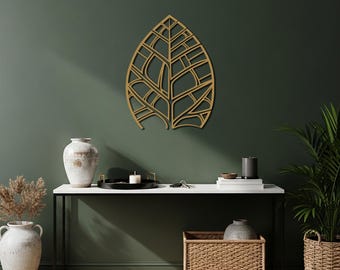 Leaf Metal Wall Art, Minimalist Nature Wall Decor, Modern Botanical Wall Hanging, Abstract Leaf Design, Boho Contemporary Home Decor