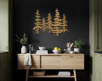 Pine Tree Metal Wall Art, Forest Wall Decor, Rustic Cabin Wall Art, Nature-Inspired Metal Decor, Woodland Sculpture, Mountain Home Decor