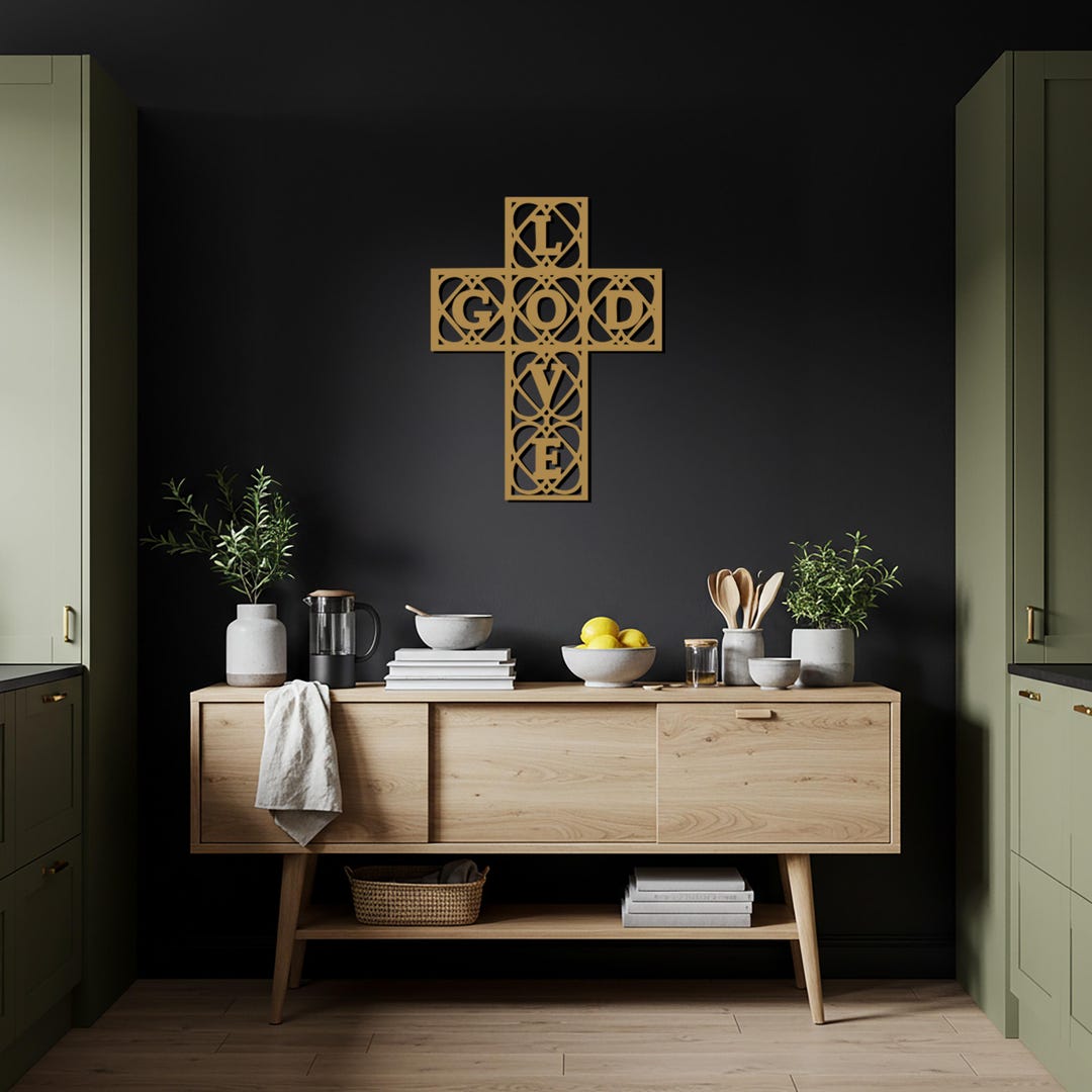 Love God Cross Metal Wall Art, Christian Religious Faith Art, Church ...