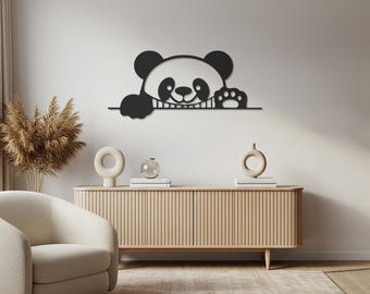 Panda Metall Wandkunst, Peekaboo Panda Dekor, Kinderzimmer Wand dekor, Kinderzimmer Wand Kunst, Tier Liebhaber Geschenk, Moderne Panda Wandbehang