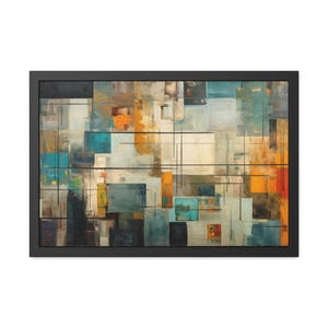 Abstract Color Squares Framed Poster: Modern Geometric Art Print