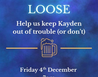 Groom on the Loose Stag Party Invitation: Blue & Gold Canva Template