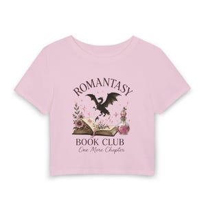 Maglietta Romantasy Book Club / Maglietta da donna per neonati, con disegno di drago e libro aperto