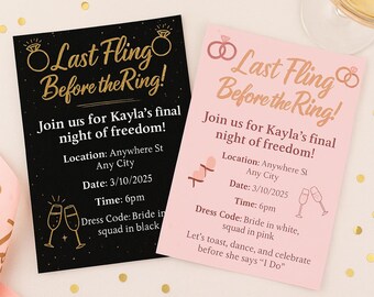 Bachelorette Party Invitation Bundle | Black and Gold, Pink and Rose Gold (Digital)