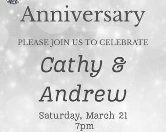 60th Anniversary Invitation | Diamond Theme | Elegant Sparkle Party Invite | Digital Download