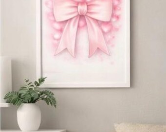 Coquette Wall Art Set | Pink Bow, Strawberry Champagne Prints (Digital Download)