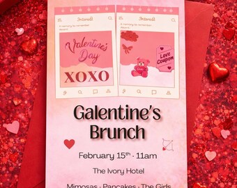 Galentine's Brunch Invitation | Modern Collage Canva Template (Digital Download)