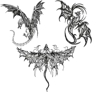 Dragon Embroidery Design, Mystic Dragon Embroidery, Chinese dragon Embroidery, Black Dragon Design, Machine embroidery design