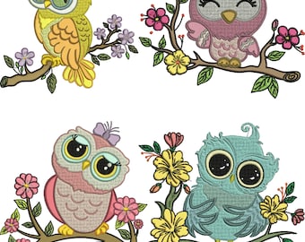 Owl embroidery design, Owl with glasses embroidery, Cute Owl Embroidery, Forest Animals Owl, Majestic Night Bird, Machine Embroidery Design