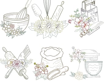 Diseño de bordado de utensilios de cocina, bordado de cubiertos, bordado para repostería, bordado de decoración de cocina, toalla de cocina, diseño de bordado a máquina