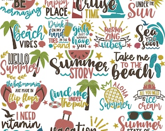 Sommer-Stickerei, Strand Sommer Stickerei, Strand Bitte Stickerei, Zitate Stickerei, Maschinenstickerei