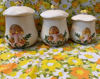 Set di contenitori per funghi Arnel vintage anni '70