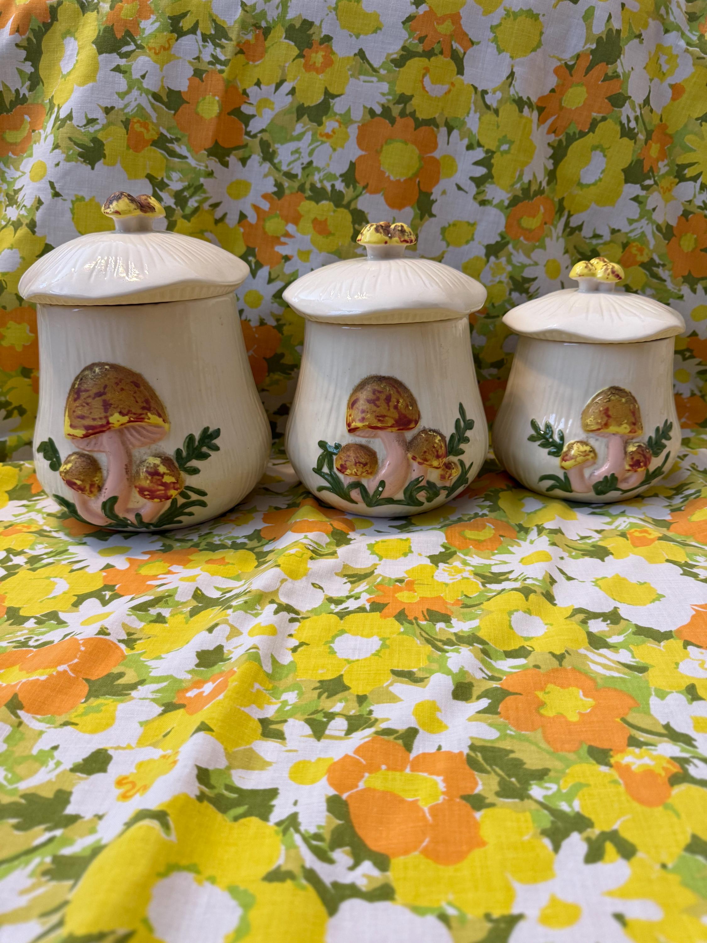 Mushroom Canister Set 1970s - Etsy