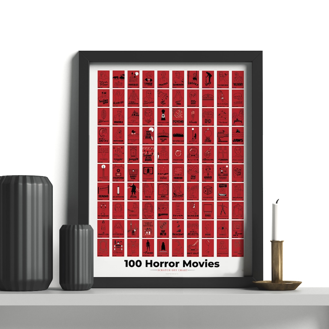 Horror Movies Scratch-Off Poster | Print for Home | Gift for Scary Film Lovers