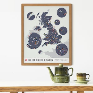 UK Football Teams Map | Poster for Home | Gift for Sports Fans & Soccer Lovers