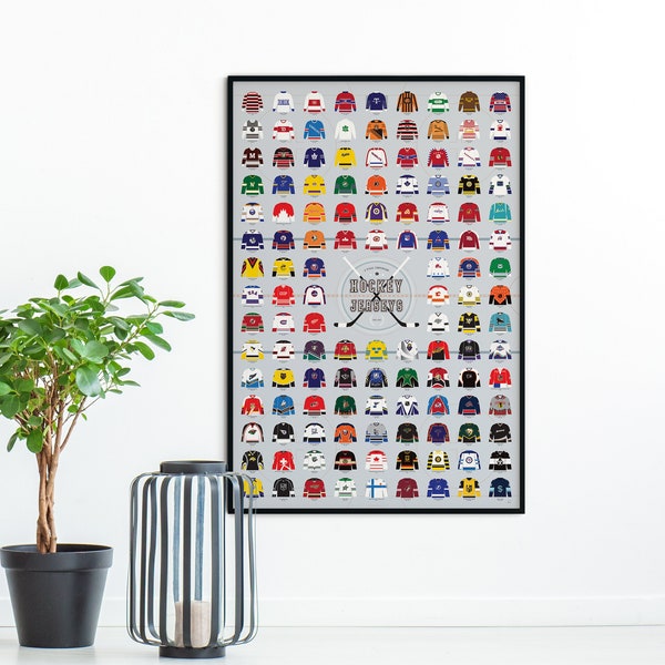 History of Hockey Jerseys/Sweaters Poster | Art for Home | Gift for Sports Fans