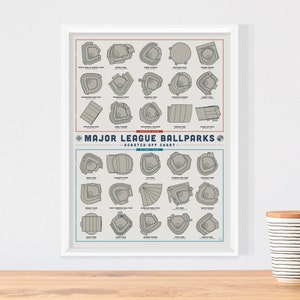 Baseball Stadium Scratch-Off Print | Poster for Home | Gift for Sports Fans