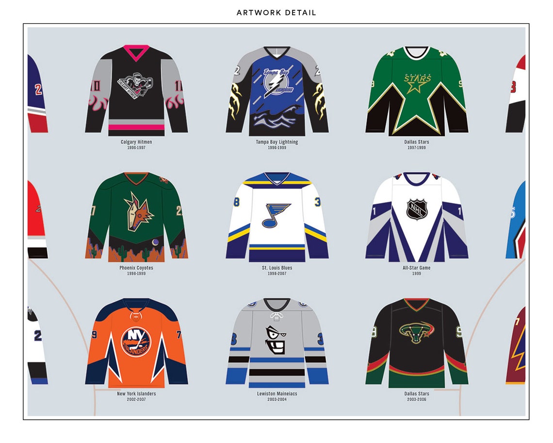 History of Hockey Jerseys Print Poster for Home Gift for Etsy