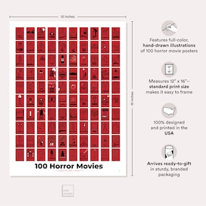 Horror Movies Scratch-Off Print | Print Poster for Home | Gift for Scary Film Lovers