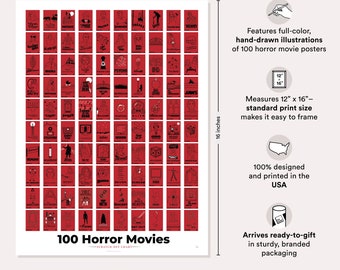 Horrorfilme Rubbelbild | Poster für Zuhause | Geschenk für Scary Film Liebhaber