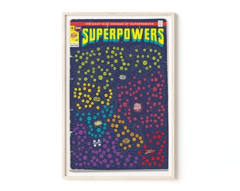 Chart of Superpowers Print | Poster for Home | Gift for Comic Book Fans