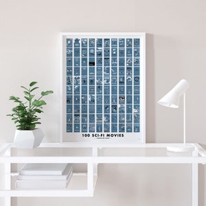 Sci-Fi Movies Scratch-Off Print | Poster for Home | Gift for Movie Buffs and Science Fiction Fans