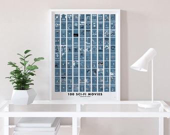 Sci-Fi Movies Scratch-Off Print | Poster for Home | Gift for Movie Buffs and Science Fiction Fans