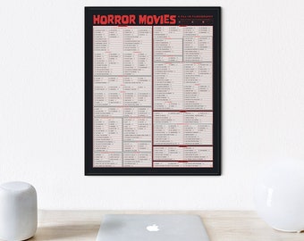 Horror Movies Fill-In Poster | A Logbook for Your Wall! | Gift for Scary Film Lovers