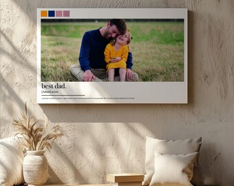 Dad Definition Canvas Print Personalized Photo Wall Art For Father Birthday Minimalist Home Decoration