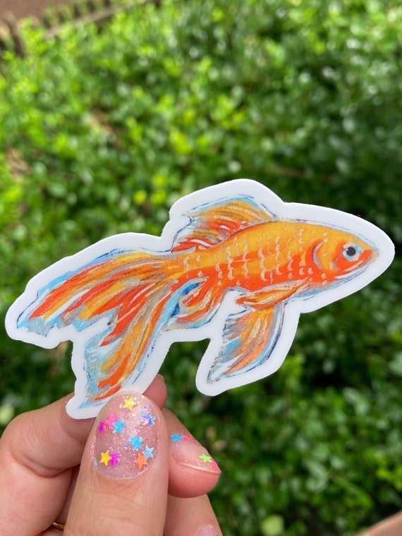 Lucky Goldfish Vinyl Sticker - Gouache Illustration