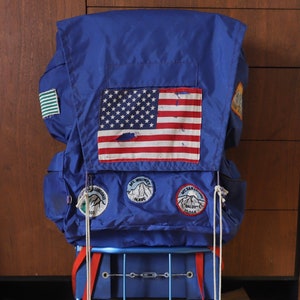 vintage 50s 60s blue AMERICAN vintage Grand Canyon BACKPACK cotton mountaineering daypack CLASSIC lightweight hiking mid century backpack image 1