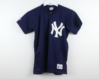 vintage New York YANKEES 1990s world series style authentic MLB navy blue JERSEY - youth large/women's xs