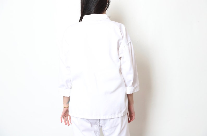 vintage 1980s PRAYING Mantis YIN YANG white two piece karate taekwondo women/'s outfit set