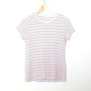 vintage STRIPED soft 70s 1980s candy striped short sleeve shirt -- women&#39;s size small/medium -- FREE shipping U.S.A