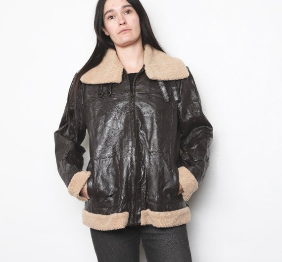 women's 60s SHEARLING twin peaks brown & cream VIN