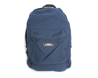 vintage COLOR block 1980s 90s backpack faded BLUE oxford simple classic hiking backpack book school bike bag -- FREE shipping U.S.A