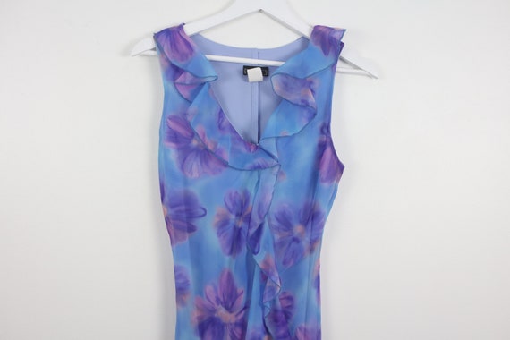 1990s asymmetric floral MAXI jumper ruffle neck 1… - image 3