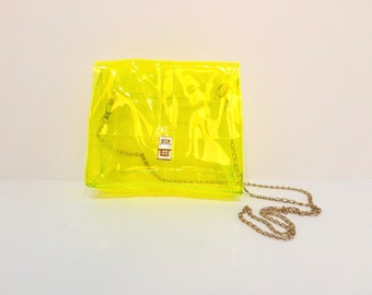 vintage 1990s y2k club kid NEON yellow/green vintage sling shoulder bag purse