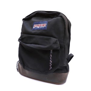 Black Backpack With Brown On Bottom Vintage BLACK And Brown LEATHER Bottom  Vintage JANSPORT Brand